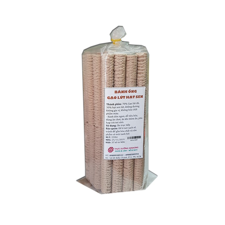 Bánh ống gạo lứt hạt sen (150gr) bánh dành cho bé ăn dặm, tập ăn, không đường không gia vị