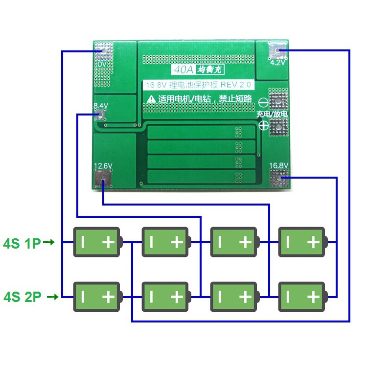 Mạch sạc 4S 40A bảo vệ pin cân bằng 16.8V sạc pin 18650 hoặc pin lypo lion 3.7V