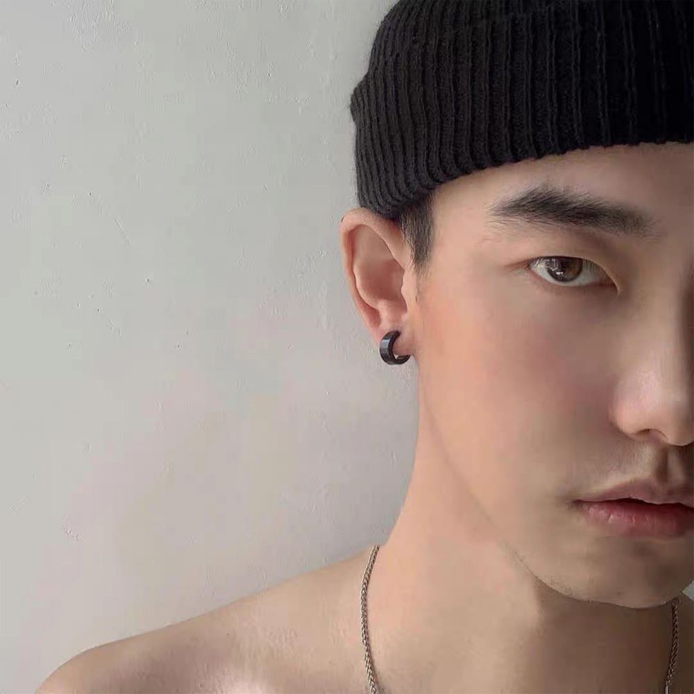Khuyên Vành Tai Tròn Bằng Thép Titan Nhiều Màu Phong Cách Hàn Quốc Cho Nam Và Nữ