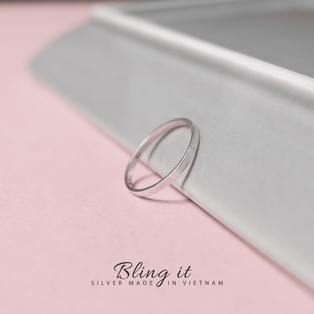 Nhẫn Bạc 925 BLING IT Vuông Trơn Basic Đơn Giản - BIN097