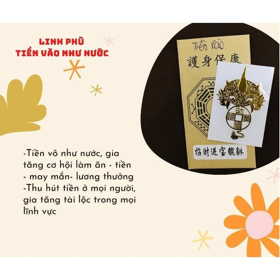 Bộ 4 Linh Phù - Thần Tài Cầm Búa + Tiền Vào Như Nước + Hôn Nhân Hòa Hợp + Sức Khỏe