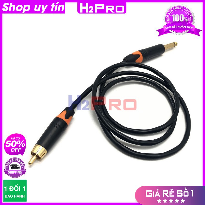 1 Dây 6 Ly Ra Av Hoa Sen, Dây Tín Hiệu Chuyển Đổi 6 Ly (6.5Ly) Ra Rca Hoa Sen Av Cao Cấp Dài 1M, Chống Nhiễu-H2Pro Audio