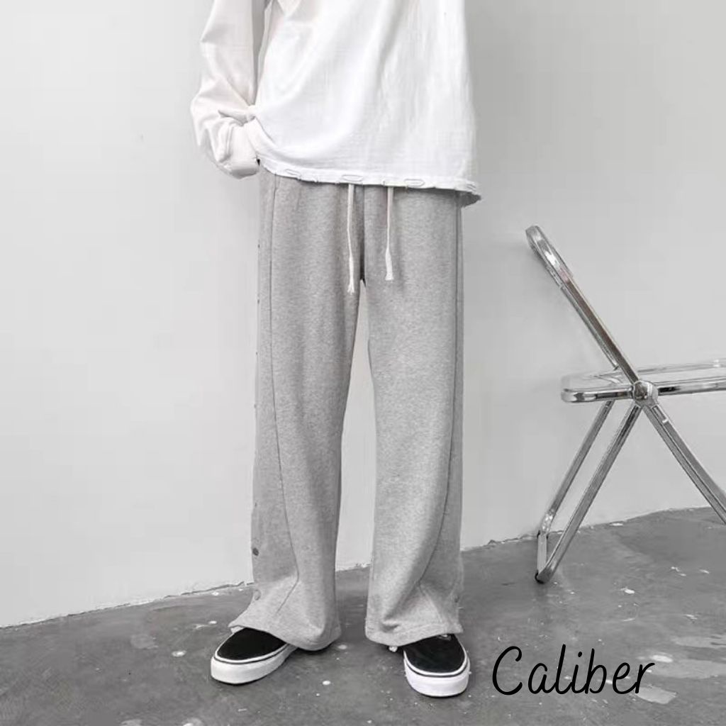 Quần ống rộng CALIBER - Quần thun nam ống rộng khuy nút  Unisex màu đen xám QD45