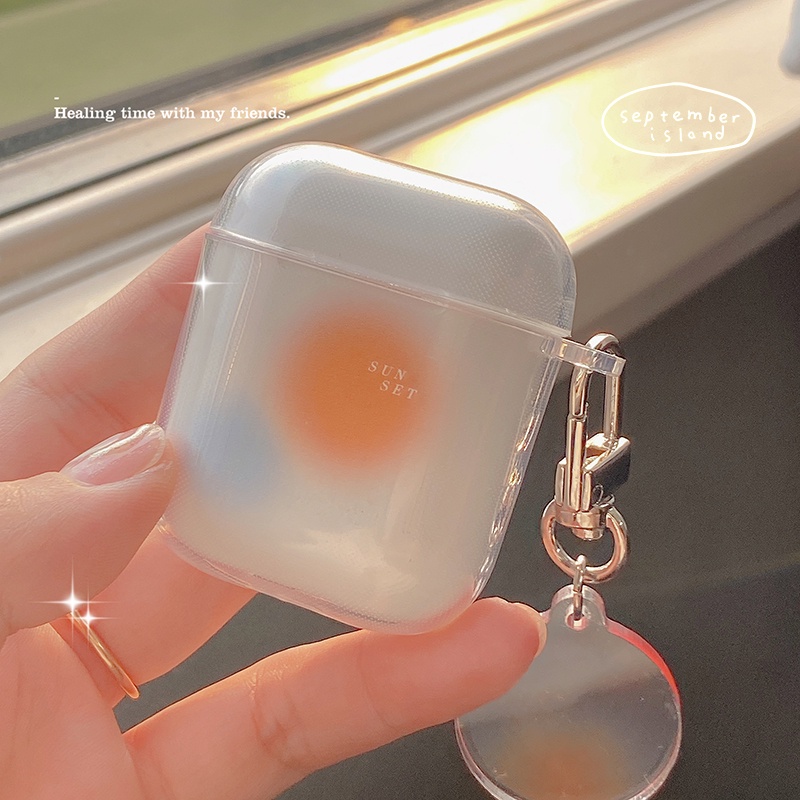 Vỏ Bảo Vệ Hộp Sạc tai nghe không dây Airpods 1 / 2 / Pro Bằng Silicon Mềm Màu Trơn Hình Hoàng Hôn