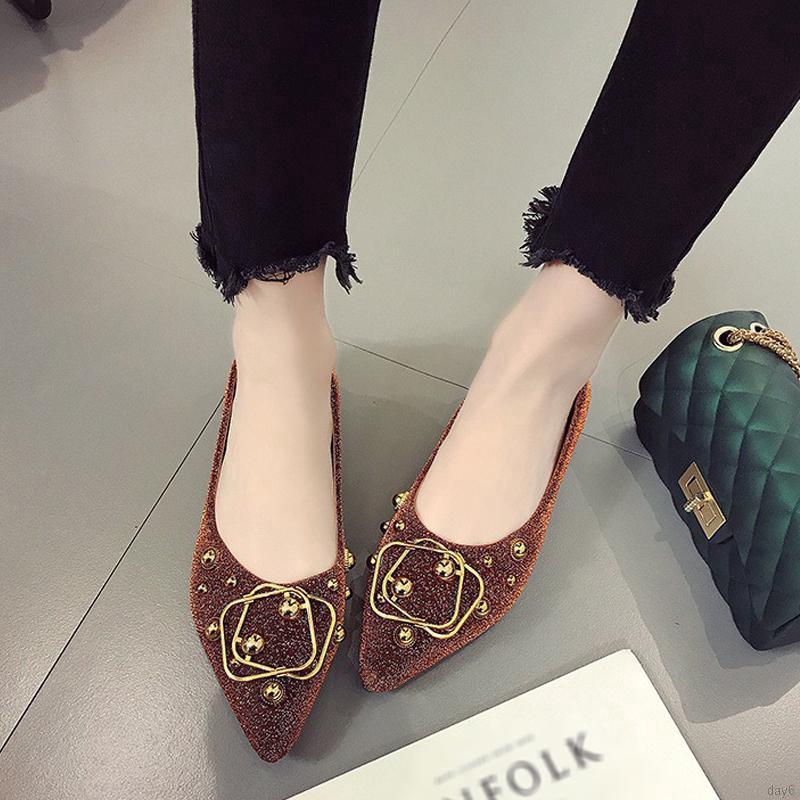 Giày búp bê nữ đế bằng mũi nhọn phong cách Hàn Quốc | BigBuy360 - bigbuy360.vn