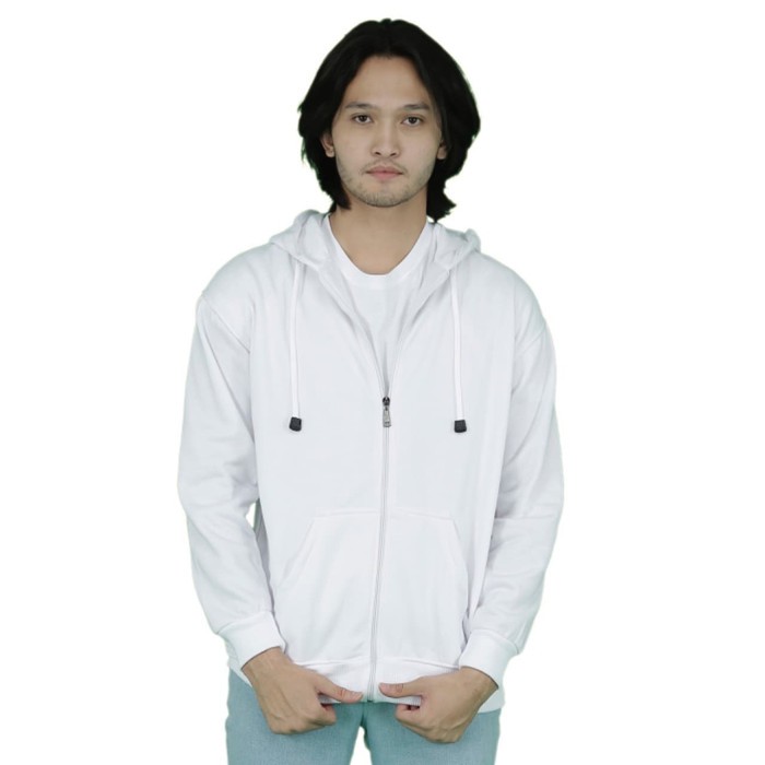 Áo Khoác Hoodie Màu Trắng Có Dây Kéo Nhập Khẩu Từ Spring parka-Jacket-Men - 47NHA