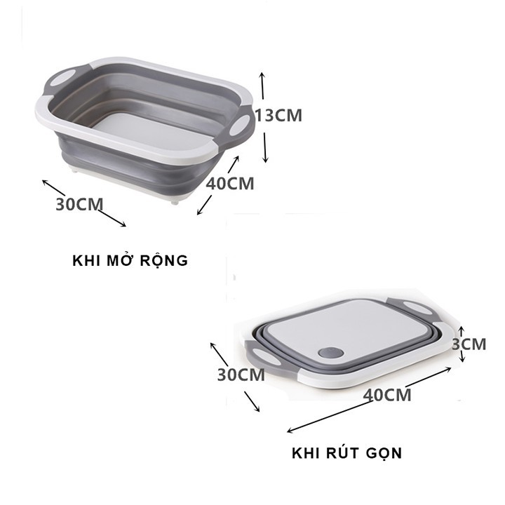 CHẬU KIÊM THỚT GẤP GỌN 3 TRONG 1 + RỔ GÁC BỒN RỬA BÁT KHUNG INOX SIÊU BỀN, TIỆN ÍCH l CHẬU KÈM THỚT ĐA NĂNG