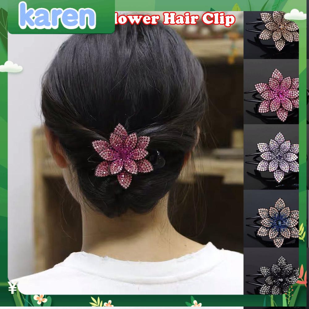 Kẹp Tóc Hình Hoa Thời Trang Cho Nữ|Kẹp Tóc Tạo Kiểu Tóc Sáng Bóng|Kẹp Đuôi Bồ Câu / Nhiều Màu Sắc