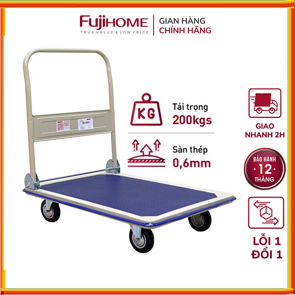 Xe đẩy hàng 4 bánh gấp gọn 200kg Nhập Khẩu Nhật Bản Fujihome,xe kéo hàng gấp gọn đa năng giá rẻ,bánh cao su chống ồn