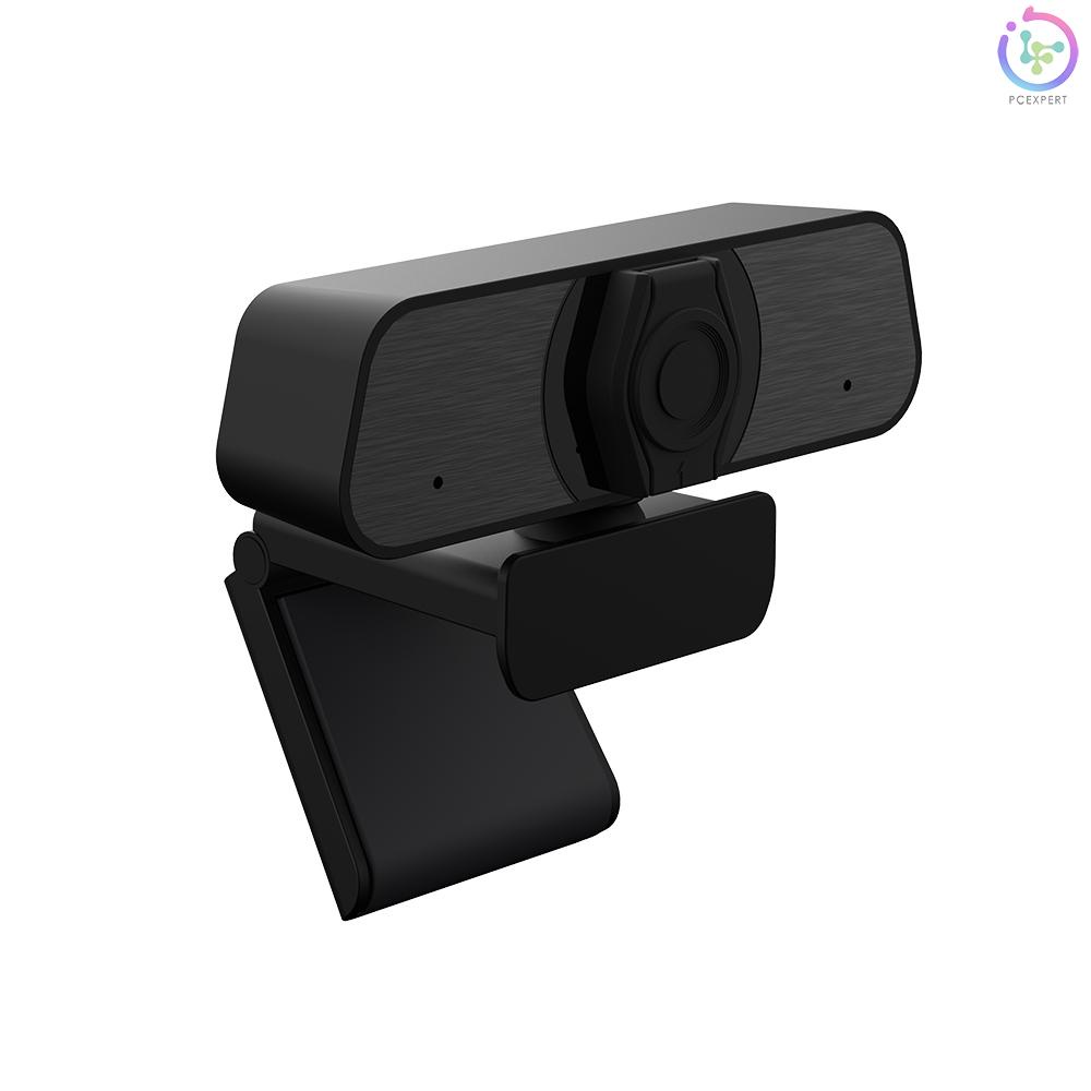 2K USB Webcam Manual Focus Web Camera with Privacy Cover Built-in Noise Reduction Microphone Drive-free Video Conference Camera