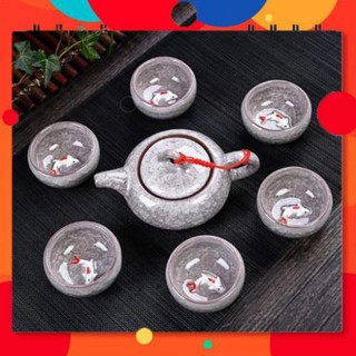 [RE NHAT SHOPEE] Bộ Ấm Trà Chén Cá 3D - Có Chú Cá Bên Trong Chén