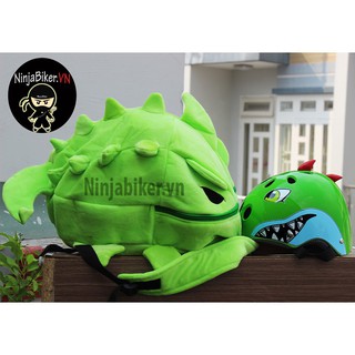 Combo Balo KL xanh lá NHUNG Và Nón Khủng Long Cá Mập Cực Cute (Màu Xanh lá)