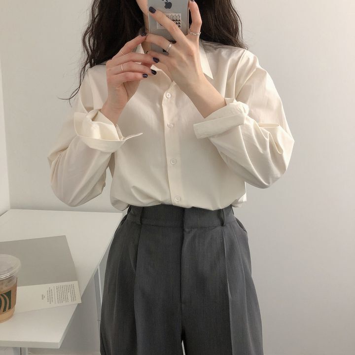 Áo Sơ Mi Dài Tay Thiết Kế Mới Thời Trang Mùa Hè Theo Phong Cách Hàn Quốc Cho Nữ