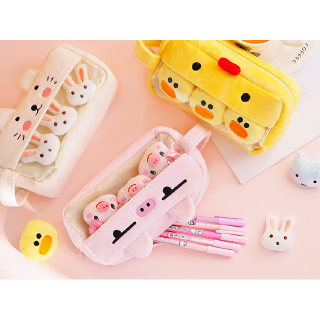 ⭐Cuộc sống trong góc⭐Túi Đựng Bút Chì Đa Năng Sức Chứa Lớn Phủ Lông Cho Học Sinh