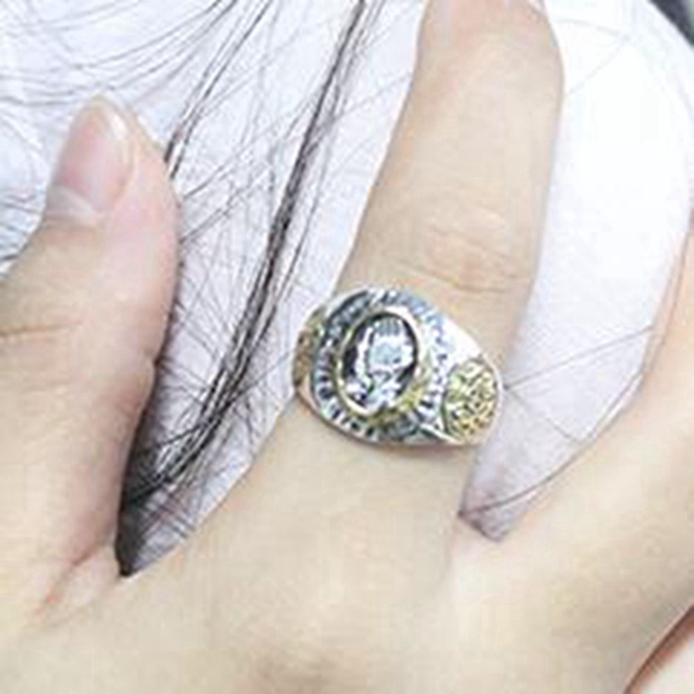 Gothic Prayer Hands Ring Two-tone, Lucky Ring Aksesoris Perhiasan Punk Pria Dan Wanita