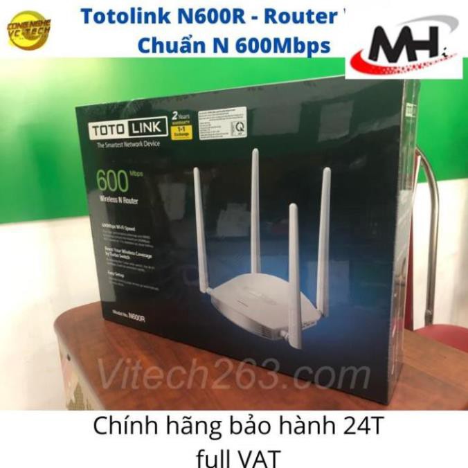 GIẢM 30% Bộ Phát WIFI Totolink N600R - Router Wifi Chuẩn N 600Mbps-Hàng chính hãng Full VAT