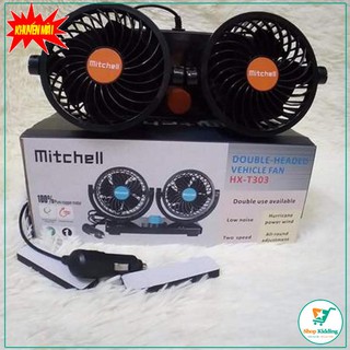 Quạt Đôi Mini Thông Minh 12V- Thông Gió Cho Xe Hơi, Xe Tải Xoay 360 Độ Chính Hãng [Hàng Mới Về]