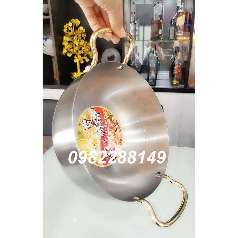 NỒI LẨU HÀN QUỐC QUAI MẠ VÀNG NHIỀU KÍCH THƯỚC.