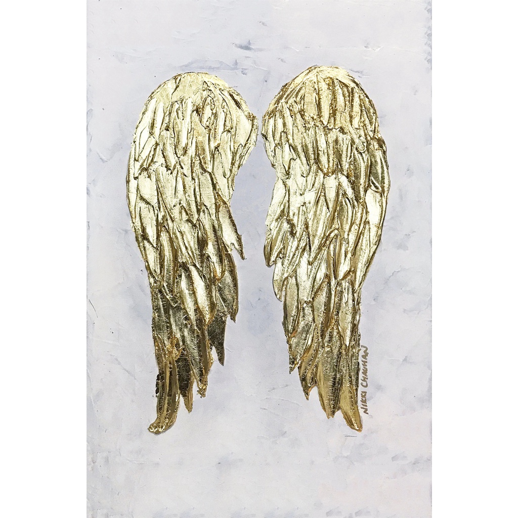 Tranh Sơn Dầu Treo Tường Trang Trí Hình Đôi Cánh Thiên Thần