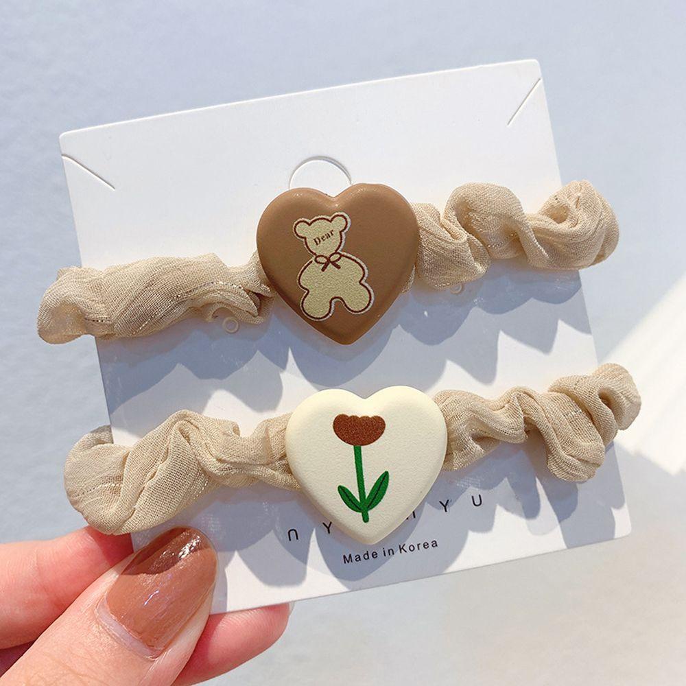 Danilo Dây Buộc Tóc Đuôi Ngựa Co Giãn In Họa Tiết Hoa Hoạt Hình Ngọt Ngào