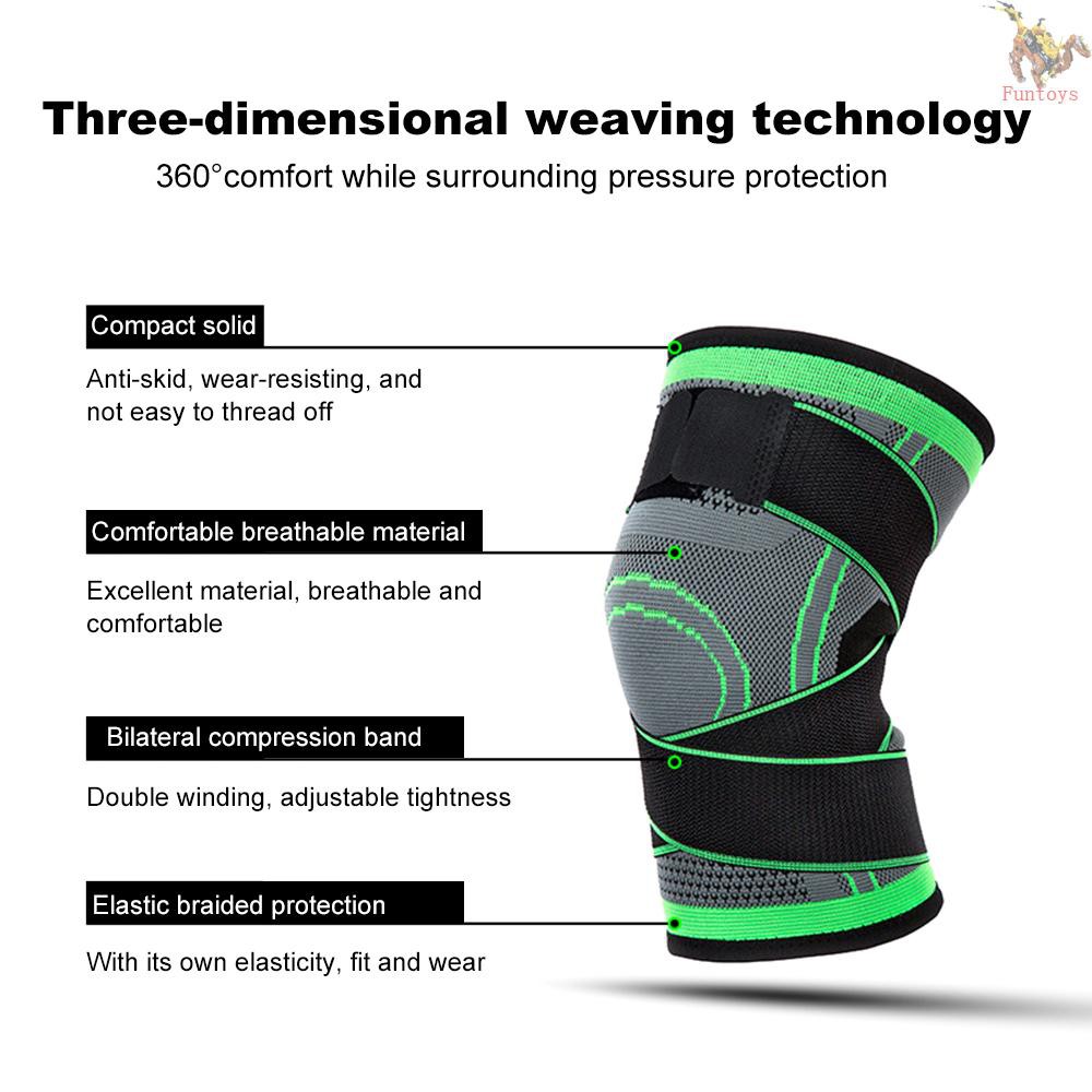 FUNTOYS 1PC Knee Support Professional Protectives Sports Knee Pad Breathable Bandage Black+grey XL