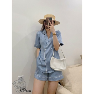 Bộ đồ ngủ pyjama chất lụa cao cấp thiết kế 4 cúc Two Sisters