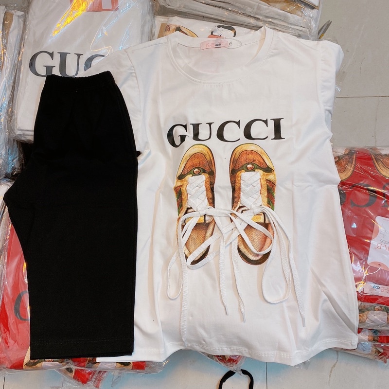 Bộ cotton gc giầy bé gái