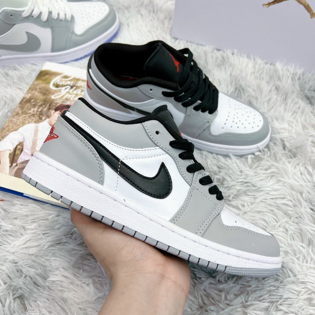 Giày Jordan cổ thấp màu xám tro nhạt nam nữ, Giày Jordan 1 low smoke grey xám bản đẹp full box bill phụ kiện