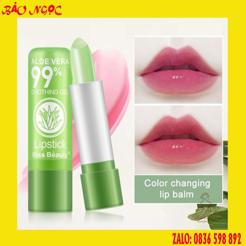 Son Dưỡng Môi Có Màu Aloe Vera 99% Chiết Xuất Nha Đam - Son Gió Có Màu Không Lem Lâu Trôi