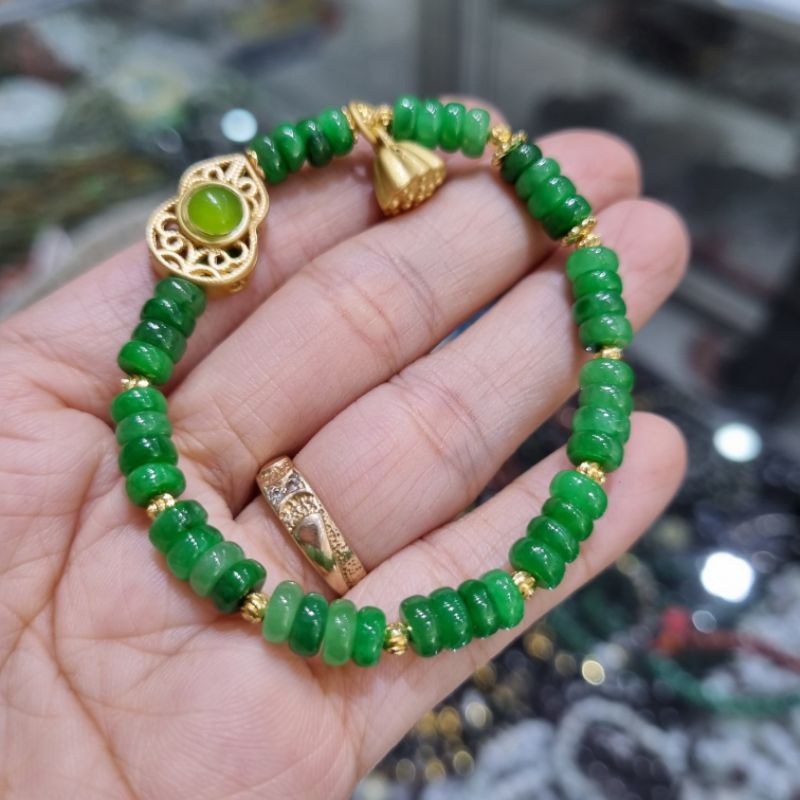 Vòng Tay Đa Màu Vàng C.Thạch Mix Charm Mạ Vàng