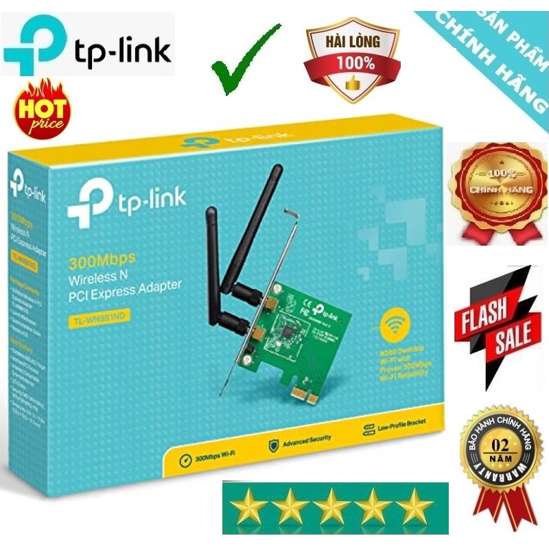 Bộ Thu không dây TPLink TL-WN881ND PCI-Express 300Mbps