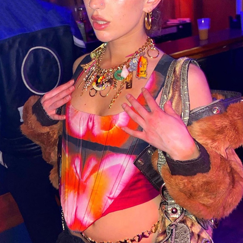 Áo Croptop Hai Dây In Họa Tiết Bươm Bướm Xinh Xắn Thời Trang Cho Nữ