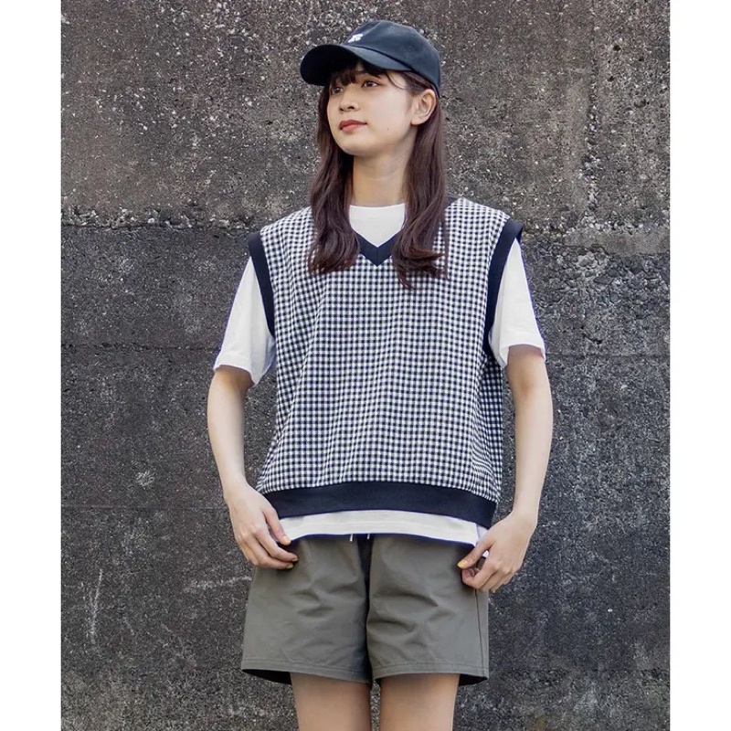Áo Sweater Gile cổ V in hoa COLZA xuất nhật