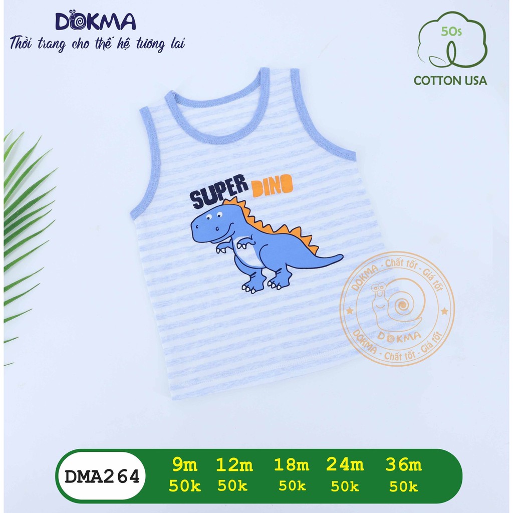 Áo ba lỗ bé trai DOKMA DMA264, áo sát nách cotton mềm mịn