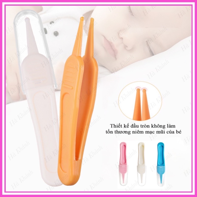 Nhíp Gắp Rỉ Mũi Cho Bé, Dụng Cụ Gắp Rỉ Mũi Đầu Tròn Cho Bé Sơ Sinh An Toàn Có Nắp Đậy