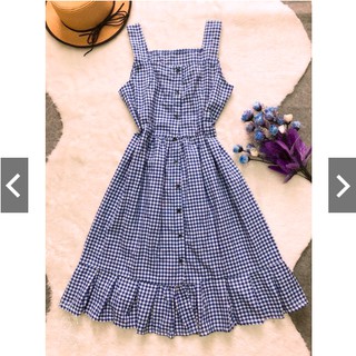 Đầm Caro 2 Dây Đuôi Cá Xếp Ly (kèm ảnh thật)