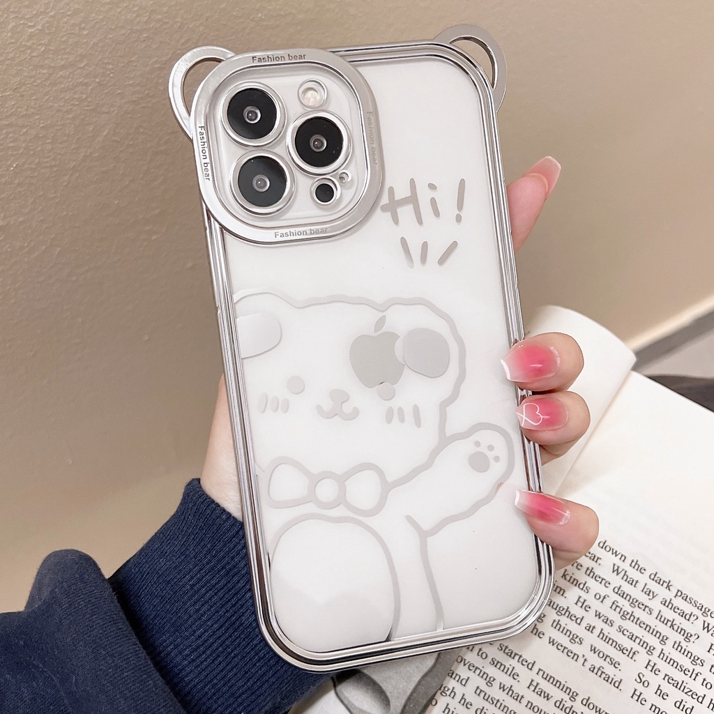 Ốp Điện Thoại tpu Mềm Mạ Điện Hình Gấu Cho iphone 14 pro max 14PLUS 13 pro max ins 12 pro max 11 pro max xsmax