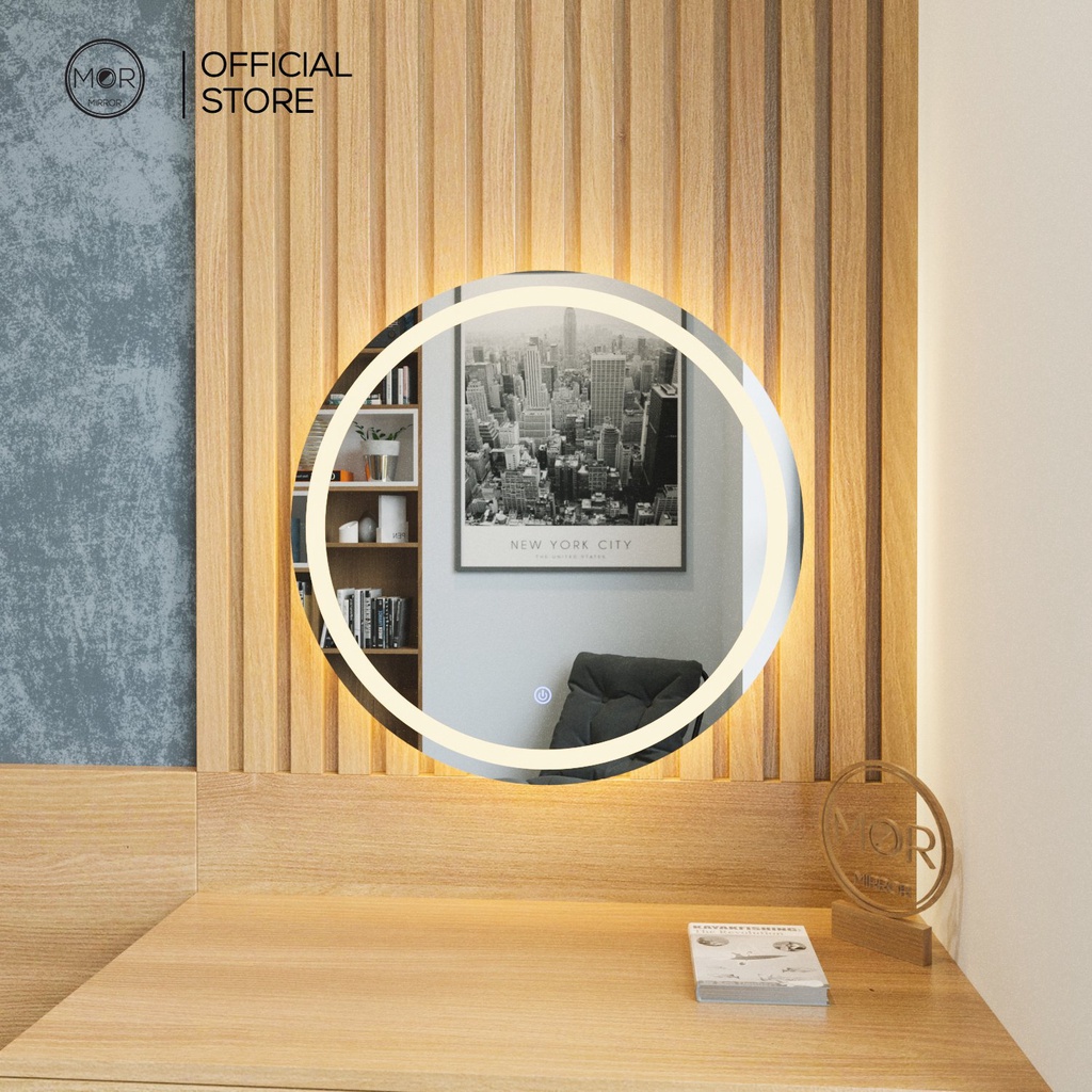 Gương Tròn Decor Treo Tường Dán Tường Cảm Ứng Led Cao Cấp MOR MIRROR Đường Kính 60cm