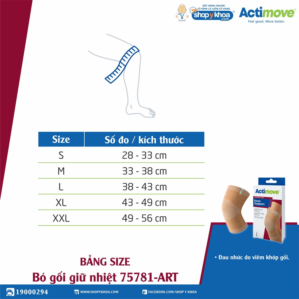 Bó Gối Giữ Nhiệt Actimove Knee Support, Màu Da [75781-ART]. NK Châu Âu (1 Cái)