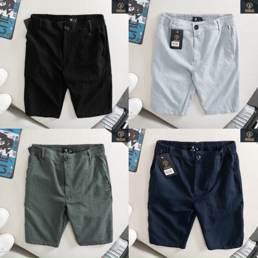 Quần short, quần ngố nam chất vải đũi dày dặn cạp cúc co giãn vận động tốt