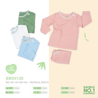 (8-17kg) Bộ áo quần dài chất sợi tre BU BABY khuy vai trẻ em