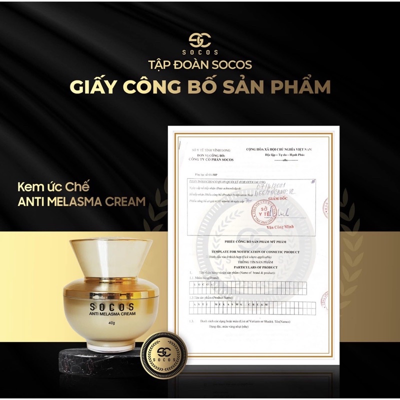 Kem ức chế Melanin SOCOS Anti Melasma Cream 40g