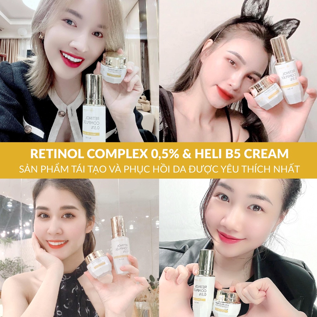 Combo phục hồi da Retinol Complex 0.5% + Heli B5 Cream Huyền Phi