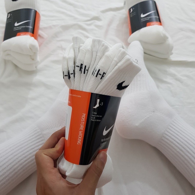 Pack 3 đôi tất thể thao Nike DRI FIT cao cổ trắng