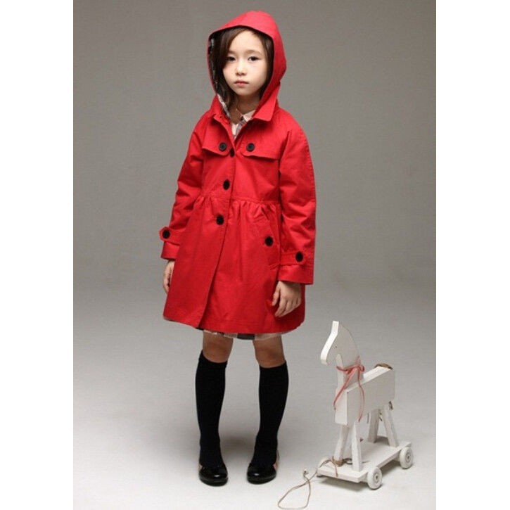 ღ♛ღNew Kids Girl Fashion Tops Trench Coat Cute Outwear Children Wind jacket 2-7Year