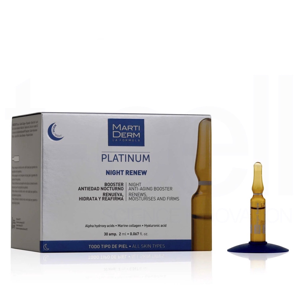 Tinh chất chống lão hoá và tái tạo da ban đêm MartiDerm PLANTINUM NIGHT RENEW AMPOULE
