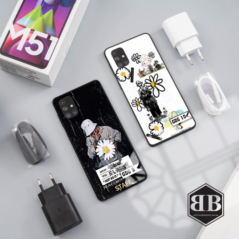 Ốp lưng kính cường lực Samsung Galaxy M51 hoa cúc hot trend