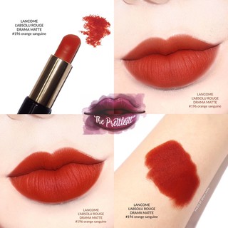 Son Lancome Lipstick Absolu Rouge Drama Matte màu 196 Orange Sanguine bản vỏ đen (CÓ BILL) +2% phí bán hàng