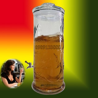 Bình ngâm rượu thủy tinh trụ rồng 15 lít có vòi