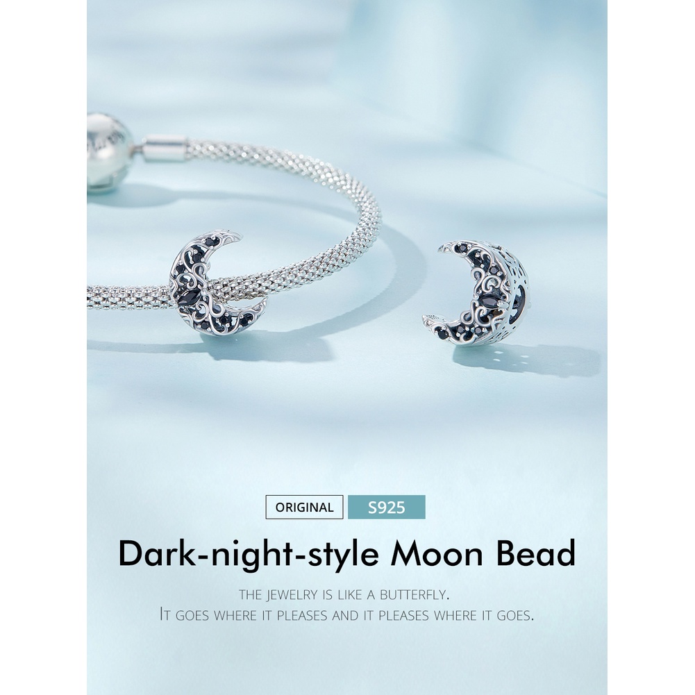 BAMOER Vòng cổ bạc 925 Hình Mặt Trăng Thời Trang Cho Nữ